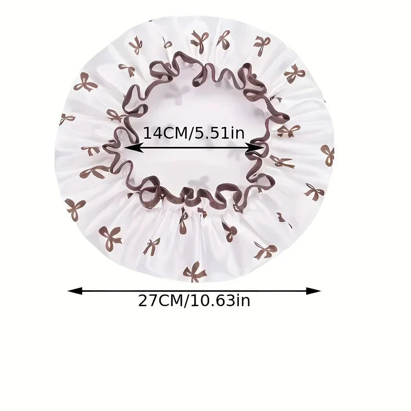 1Pc Double Layered Shower Cap for Women'S Waterproof Foldable Printed Design Bath Cap Kitchen Oil Fume Dust Prevention Headgear