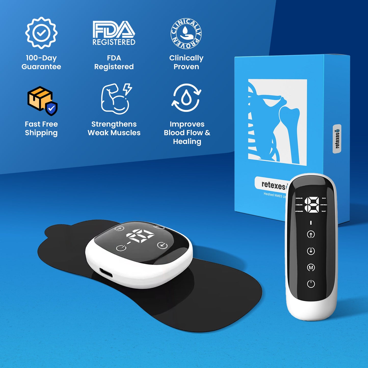 Muscle massager EMS Heating Massage Pad Remote Control Heat Patch for Neck Back Shoulder Leg Rechargeable Pain Relief