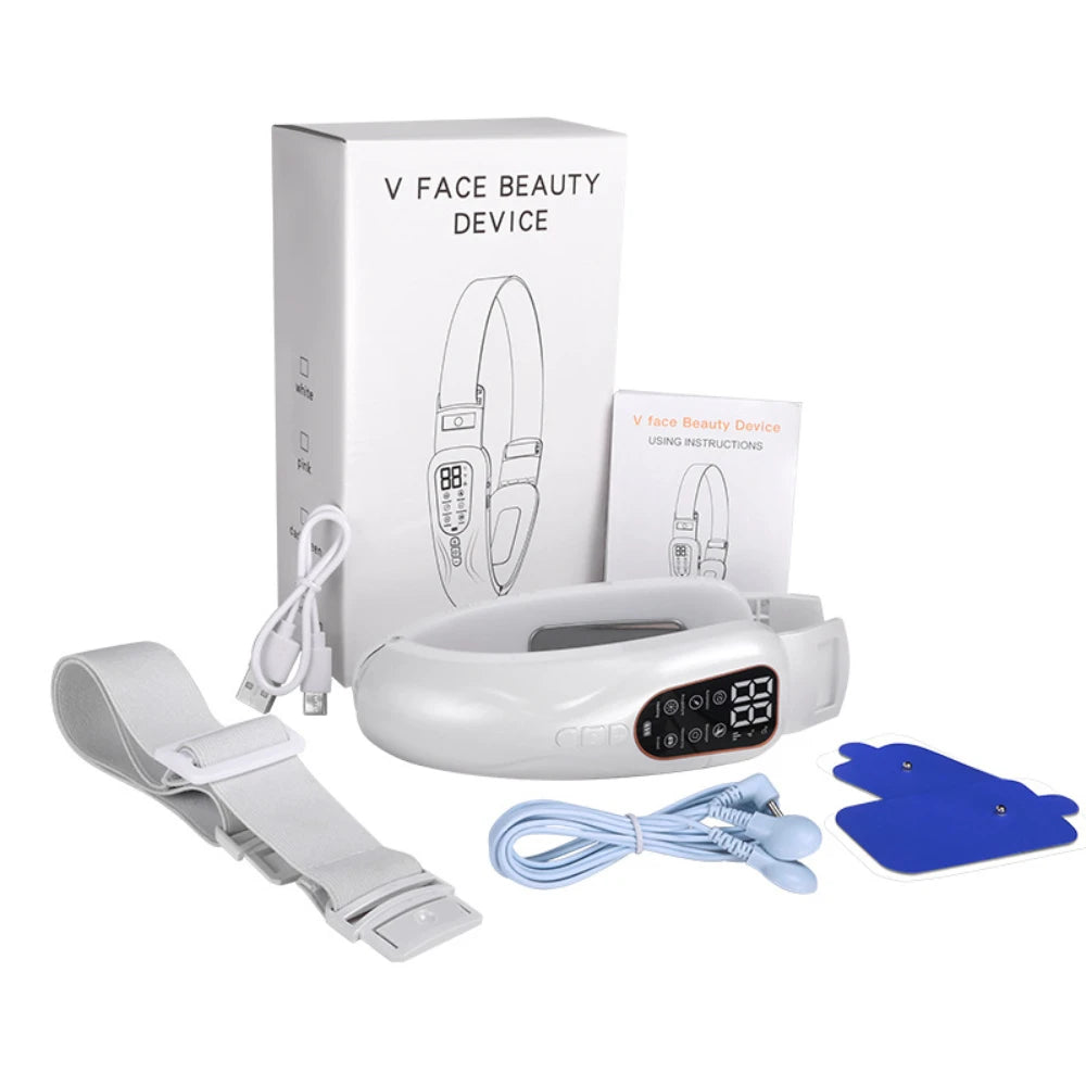 Microcurrent V Portable Heat Therapy Micro-current Low Frequency Vibration Face Slimming Massager V Shaped Face Beauty Device