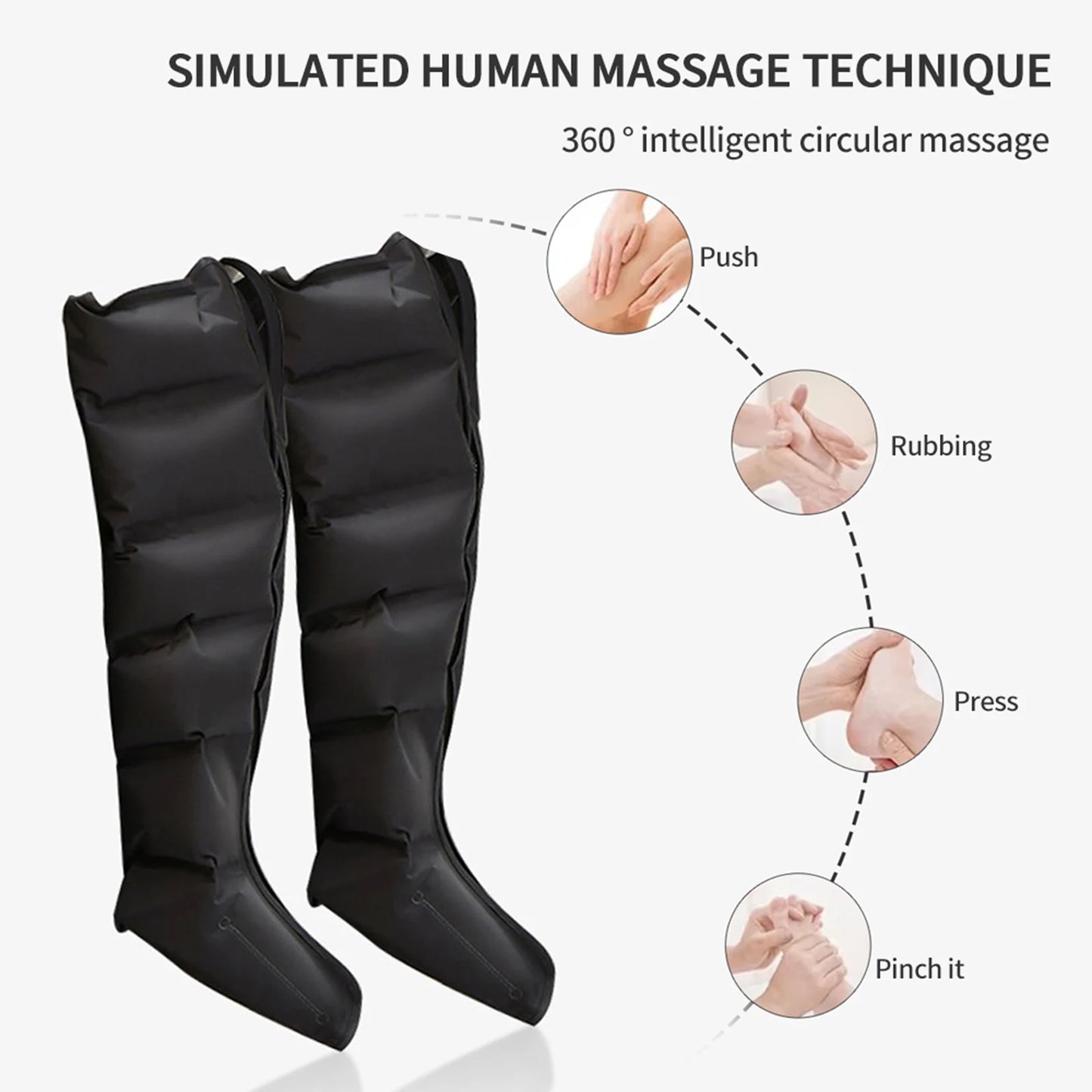 Foot air pressure leg massager promotes blood circulation, body massager, muscle relaxation, lymphatic drainage device 360°