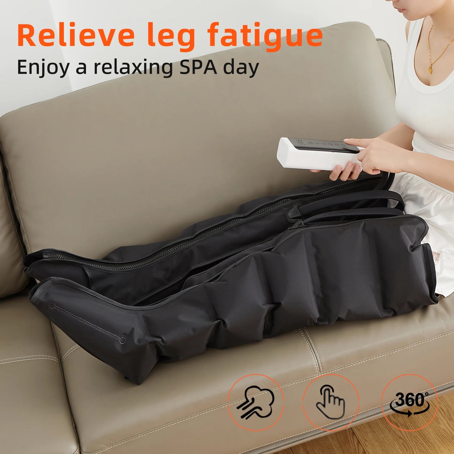 Foot air pressure leg massager promotes blood circulation, body massager, muscle relaxation, lymphatic drainage device 360°